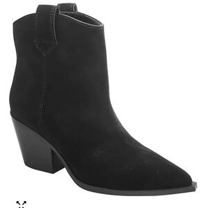 Kenneth Cole Black Suede Western Ankle Boots